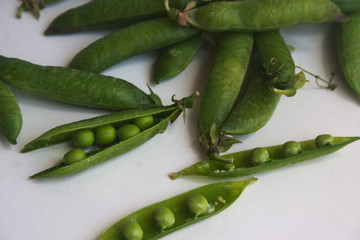 Pea pods. Harvest. Candid.