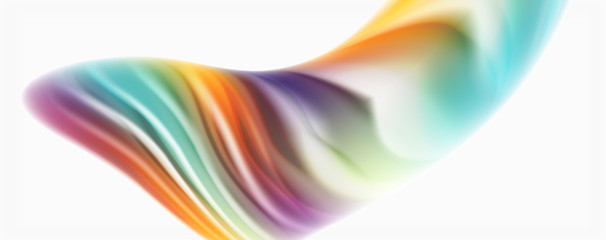Modern Liquid color flow on white - colorful flow poster. Techno Wave Liquid shape in white color background. Design for your design project