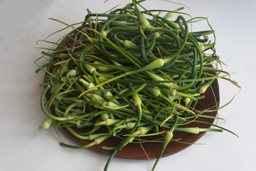 Garlic seeds. Harvest.