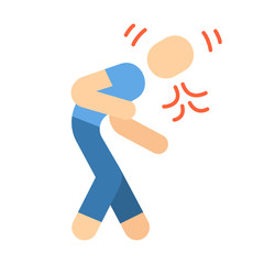 Fototapeta premium Coughing, sneezing flat design long shadow color icon