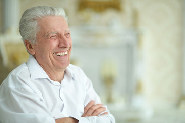 Portrait of beautiful smiling senior man posing