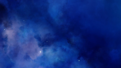 3D Nebula blue and purple clouds in the deep space