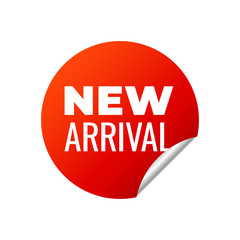 Red Vector Banner Sticker on white background, new arrival