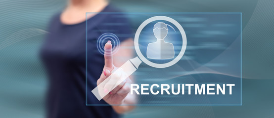 Woman touching a recruitment concept