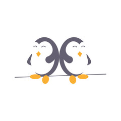 penguin couple logo and abstract logo