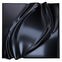 Fabric satin black silk background, Elegant luxurious product display backdrop cloth. 3d illustration.