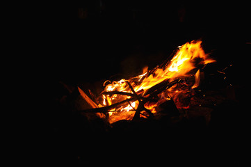 Camp fire in the night