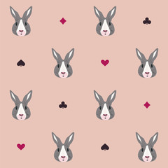 Pattern with fairy rabbit. Background with bunny in Wonderland