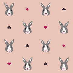 Pattern with fairy rabbit. Background with bunny in Wonderland