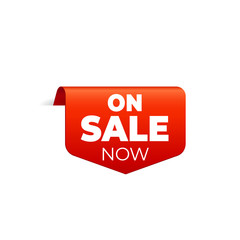 Red Vector Banner Ribbon on white background, top bookmark, on sale now