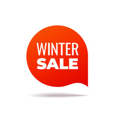 Red Vector Banner speech bubble on white background, winter sale