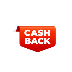 Red Vector Banner Ribbon on white background, top bookmark, cash back