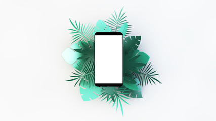 Mobile with tropical palm leaves