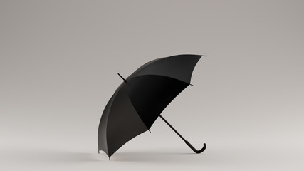 Black Umbrella Resting on the Ground 3d illustration 3d render