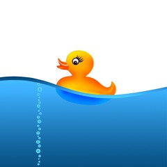 Ente gelb isoliert auf weiß Quietscheente Gummiente Badeente Spielzeug