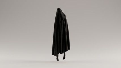 Black Ghost Floating Evil Spirit Front View 3d illustration 3d render