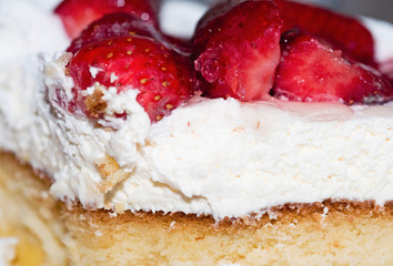 sliced strawberry cake