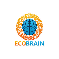 Eco Brain Logo Template Design Vector, Emblem, Design Concept, Creative Symbol, Icon