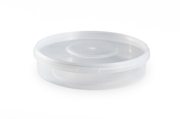 Closed white plastic container for paint or food