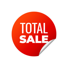 Red Vector Banner Sticker on white background, total sale