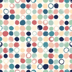 Abstract geometric seamless pattern with circles spots pastel colors. Vector illustration in retro style.
