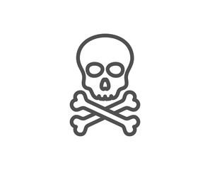 Chemical hazard line icon. Laboratory toxic sign. Death skull symbol. Quality design element. Linear style chemical hazard icon. Editable stroke. Vector