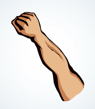 Hand with an elongated fist. Vector drawing