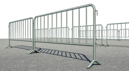 3D illustration of Mobile Security fence on the road