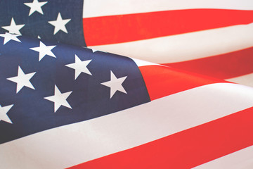 Closeup of bright American flag as a background.
