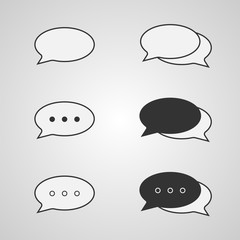 Speech bubble icons set. Flat design. Vector illustration isolated over gray background.