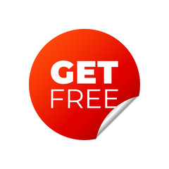 Red Vector Banner Sticker on white background, get free