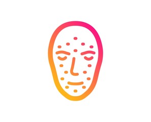 Face biometrics icon. Facial recognition sign. Head scanning symbol. Classic flat style. Gradient face biometrics icon. Vector