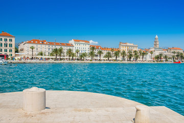 City of Split, Croatia, waterfront and ships in the harbour, Adriatic coast, seascape