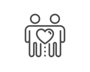 Friends couple line icon. Friendship sign. Assistance business symbol. Quality design element. Linear style friends couple icon. Editable stroke. Vector