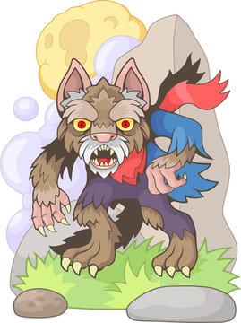 scary werewolf cartoon funny design illustration