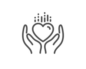 Hold heart line icon. Care love emotion sign. Valentine day symbol. Quality design element. Linear style hold heart icon. Editable stroke. Vector