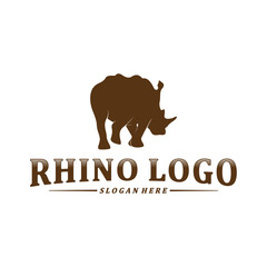 Rhino logo design vector template. Vector rhino silhouette. Icon Symbol