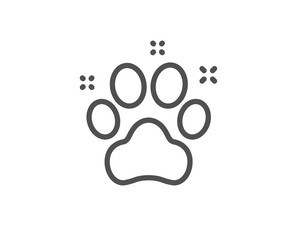 Pet friendly line icon. Dog paw sign. Hotel service symbol. Quality design element. Linear style pet friendly icon. Editable stroke. Vector