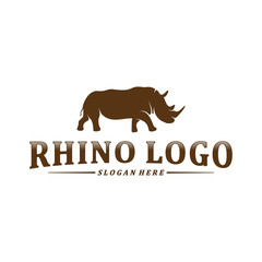 Obraz premium Rhino logo design vector template. Vector rhino silhouette. Icon Symbol