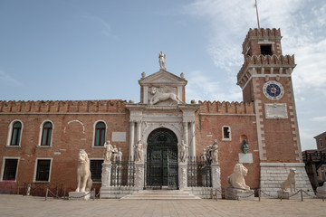 Fototapeta premium View of Rio de l'Arsenal. Historic main water entrance to the vast historic naval base of Venice
