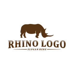 Rhino logo design vector template. Vector rhino silhouette. Icon Symbol