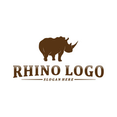 Rhino logo design vector template. Vector rhino silhouette. Icon Symbol