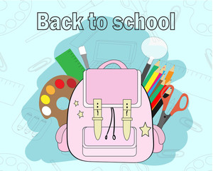 Vector illustration of Back to school background with school supplies set