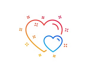 Couple Love line icon. Two Hearts sign. Valentines day symbol. Gradient design elements. Linear hearts icon. Random shapes. Vector