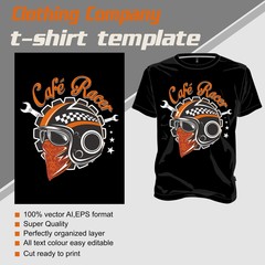 t shirt template helmet cafe racer .isolated and easy to edit. Vector Illustration - Vector