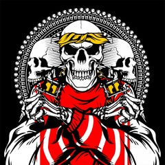 Fototapeta premium skull handling tattoo machine,hand drawing vector