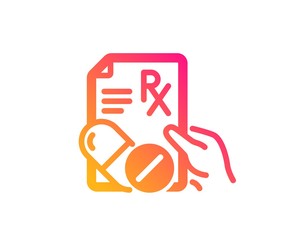 Prescription Rx recipe icon. Medicine drugs pills sign. Classic flat style. Gradient prescription drugs icon. Vector