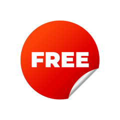 Red Vector Banner Sticker on white background, free