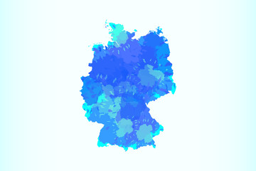 Obraz premium Germany watercolor map vector illustration in blue color on light background using paint brush on paper