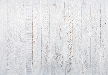 White wood texture. Wood background rustic painted and worn. Wooden table or wall top view.